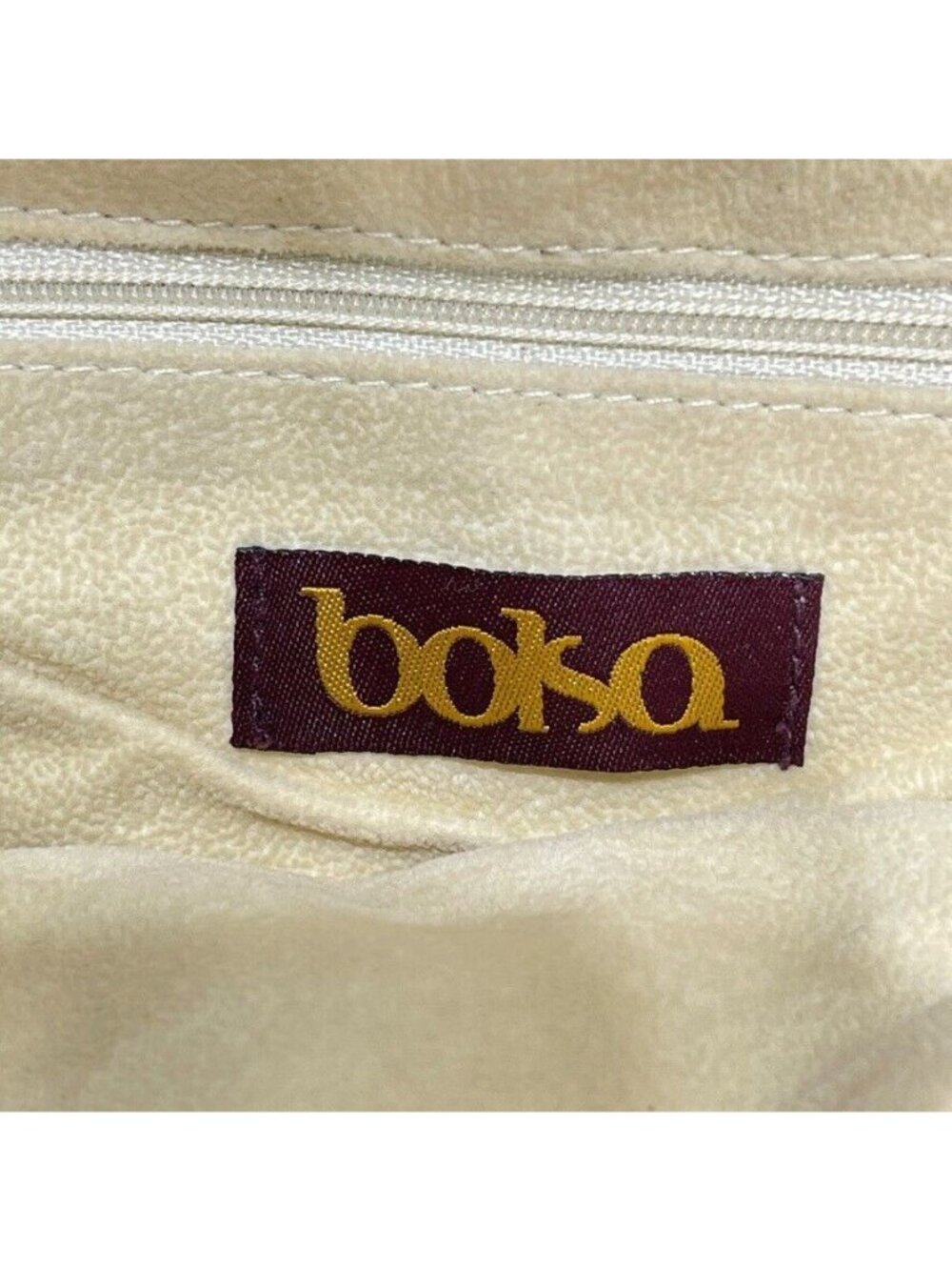 Bolsa Metallic Gold Lambskin Leather Shoulder Bag With Ultrasuede Lining Zip Clo - Picture 3 of 14
